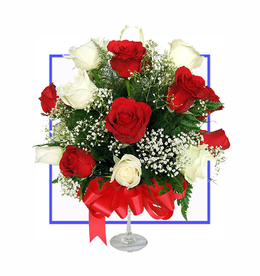 Red and White Rose Harmony Bouquet