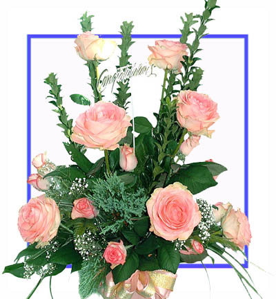 [PN-B-12-P-R-1] Assorted Ferns and Roses Basket