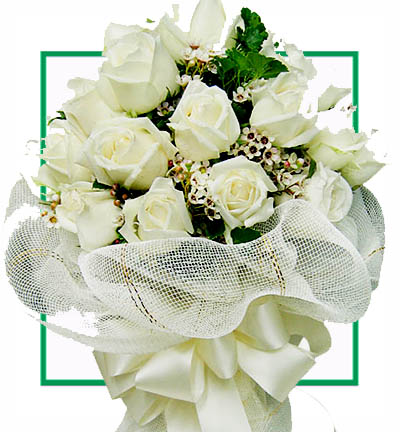 [N-15-W-R-1] Beautiful Bunch of 15 White Roses